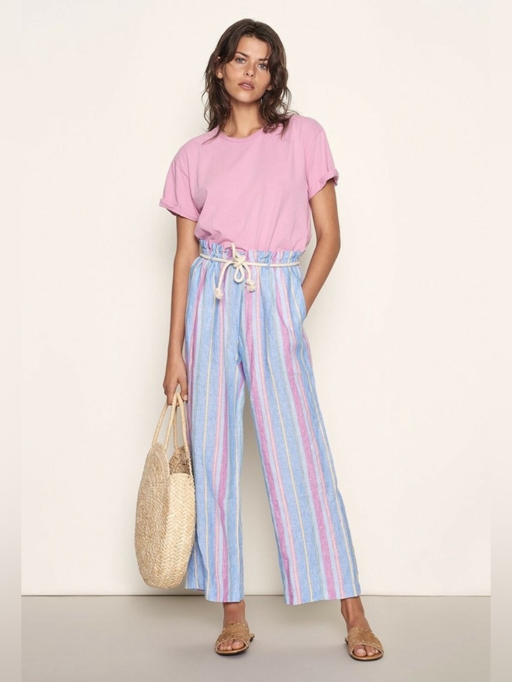 Frame Linen Stripe Easy Pants